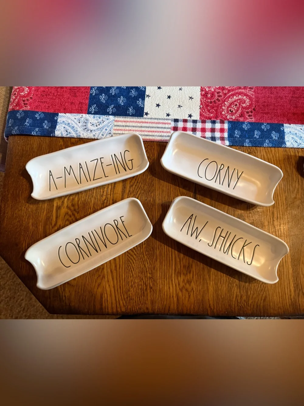 Rae Dunn Set of 4 White Corn Dishes
